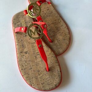 Michael Kors MK Logo Charm Jelly T Strap Sandals